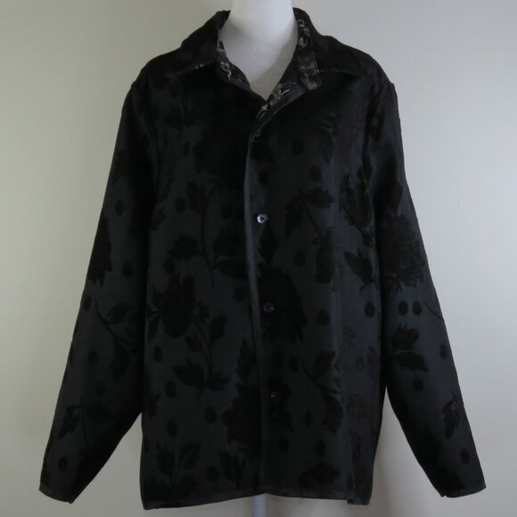 Chico's Red & Black Floral & Black Floral Long-Sleeve Reversable Jacket (C1324) - Picture 6 of 10